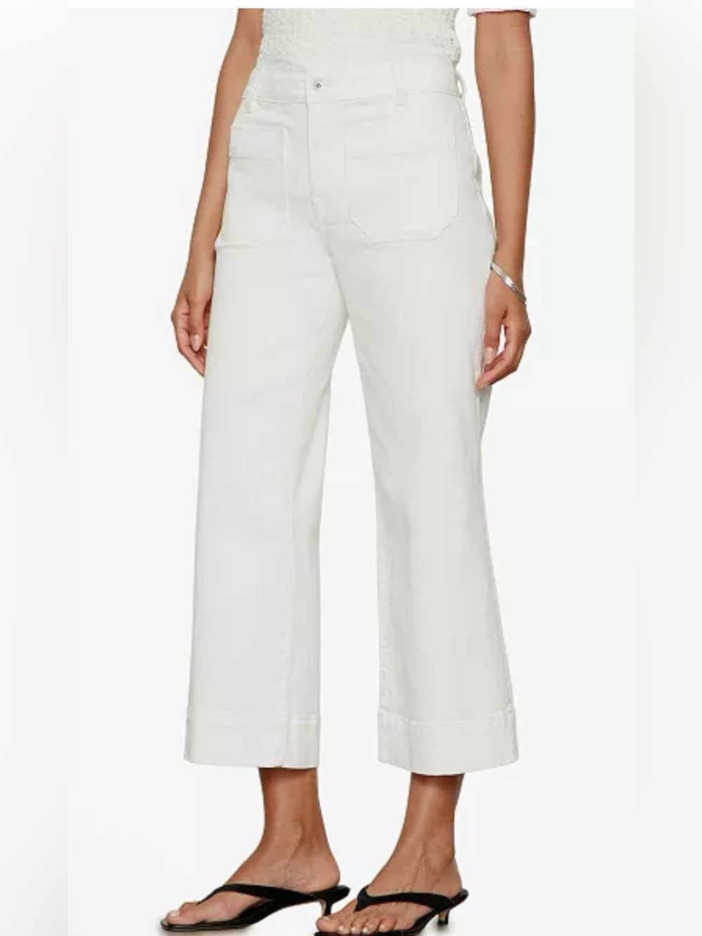 Cropped Wide-Leg White Pants
